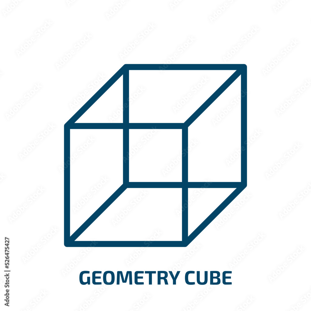 Poster geometry cube icon from shapes collection. thin linear geometry cube, cube, square outline icon isol