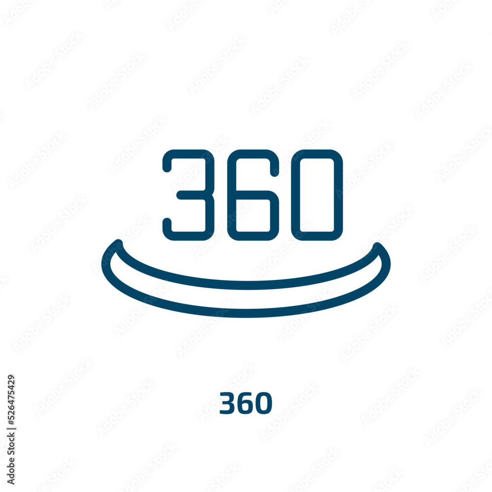 Poster 360 icon from shapes collection. thin linear 360, view, arrow outline icon isolated on white backgro