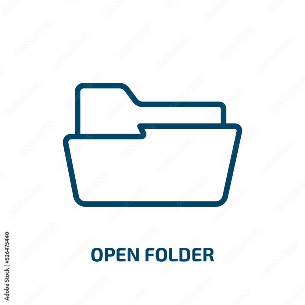 Poster open folder icon from shapes collection. thin linear open folder, data, document outline icon isolat