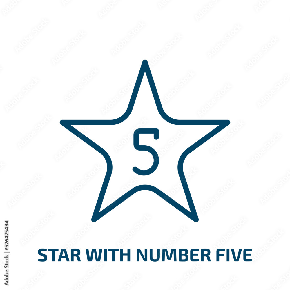 Poster star with number five icon from shapes collection. thin linear star with number five, number, star o