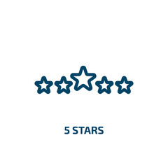 5 stars icon from shapes collection. Thin linear 5 stars, star, best outline icon isolated on white background. Line vector 5 stars sign, symbol for web and mobile