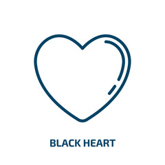 black heart icon from shapes collection. Thin linear black heart, love, button outline icon isolated on white background. Line vector black heart sign, symbol for web and mobile