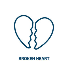 broken heart icon from shapes collection. Thin linear broken heart, heart, love outline icon isolated on white background. Line vector broken heart sign, symbol for web and mobile
