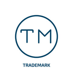 trademark icon from shapes collection. Thin linear trademark, business, label outline icon isolated on white background. Line vector trademark sign, symbol for web and mobile