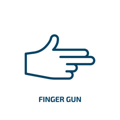 Obraz premium finger gun icon from shapes collection. Thin linear finger gun, gun, gesture outline icon isolated on white background. Line vector finger gun sign, symbol for web and mobile
