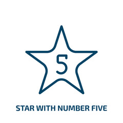 Obraz premium star with number five icon from shapes collection. Thin linear star with number five, number, star outline icon isolated on white background. Line vector star with number five sign, symbol for web and