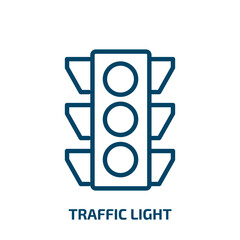 traffic light icon from signs collection. Thin linear traffic light, traffic, light outline icon isolated on white background. Line vector traffic light sign, symbol for web and mobile