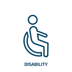 disability icon from signs collection. Thin linear disability, care, medical outline icon isolated on white background. Line vector disability sign, symbol for web and mobile