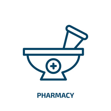 pharmacy icon from signs collection. Thin linear pharmacy, health, medicine outline icon isolated on white background. Line vector pharmacy sign, symbol for web and mobile