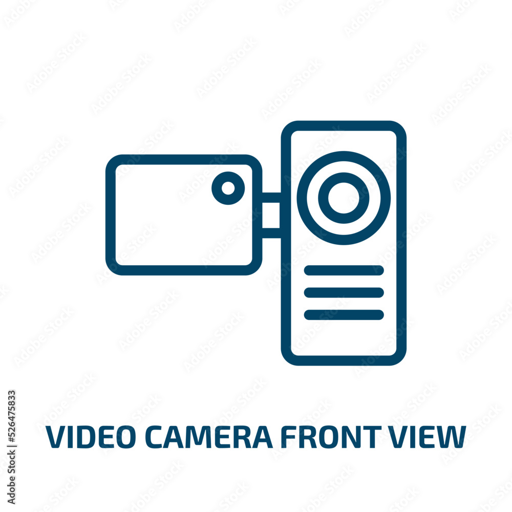 Poster video camera front view icon from technology collection. thin linear video camera front view, view, 
