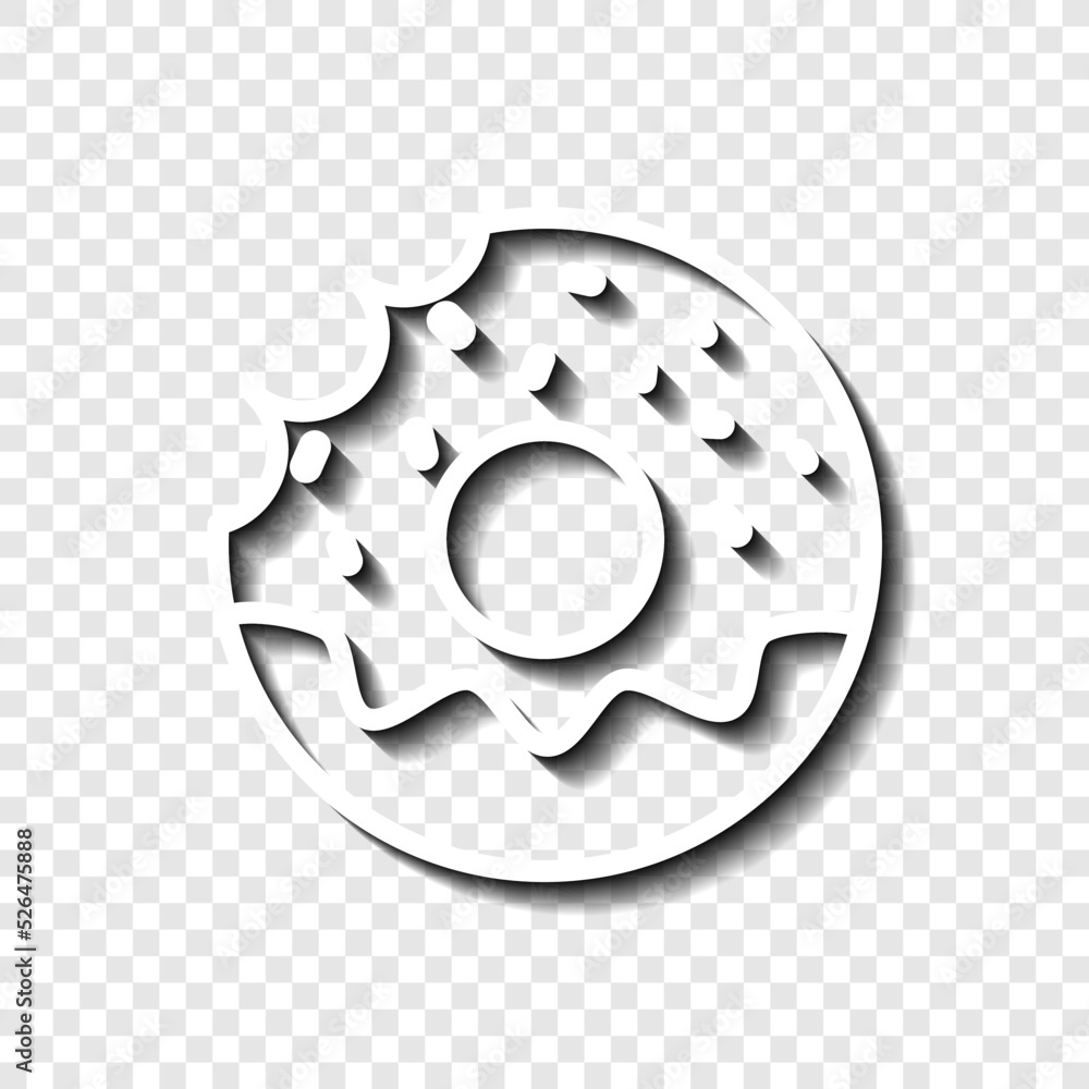 Poster donut, sweet simple icon vector. flat design. white with shadow on transparent grid.ai