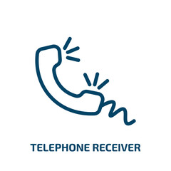 Fototapeta premium telephone receiver icon from technology collection. Thin linear telephone receiver, receiver, call outline icon isolated on white background. Line vector telephone receiver sign, symbol for web and