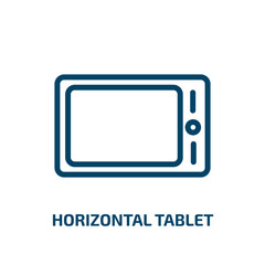 horizontal tablet icon from technology collection. Thin linear horizontal tablet, tablet, horizontal outline icon isolated on white background. Line vector horizontal tablet sign, symbol for web and