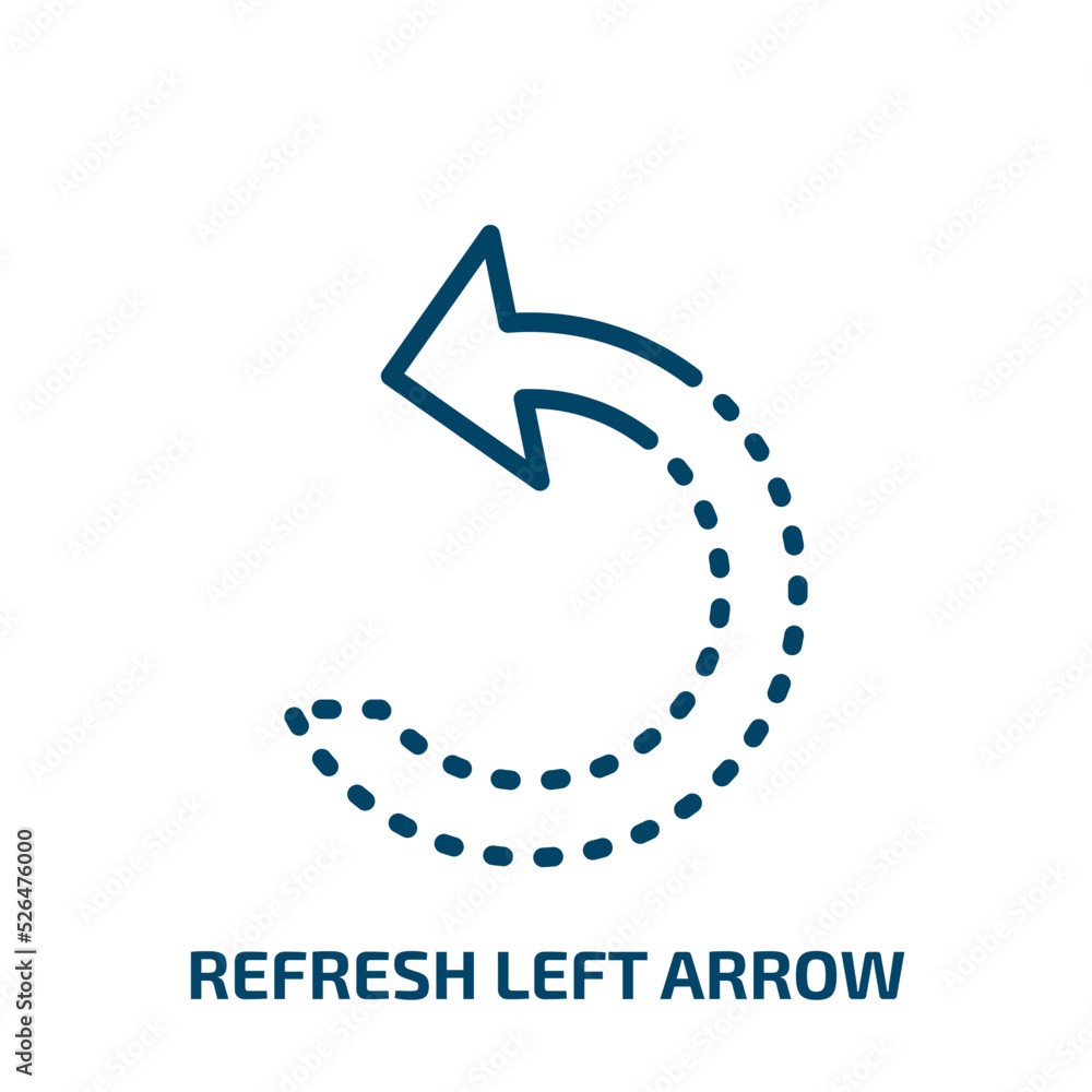 Poster refresh left arrow icon from user interface collection. Thin linear refresh left arrow, arrow, pointer outline icon isolated on white background. Line vector refresh left arrow sign, symbol for web
