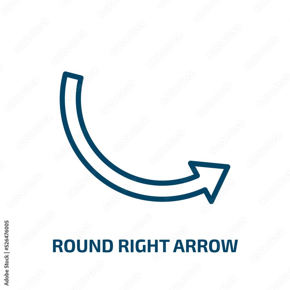 Poster round right arrow icon from user interface collection. Thin linear round right arrow, next, forward outline icon isolated on white background. Line vector round right arrow sign, symbol for web and