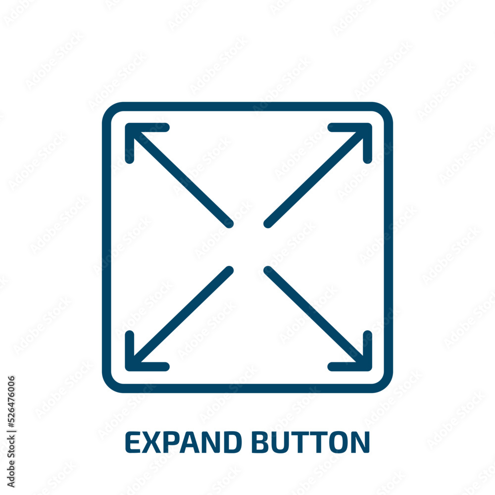 Poster expand button icon from user interface collection. Thin linear expand button, button, navigation outline icon isolated on white background. Line vector expand button sign, symbol for web and mobile