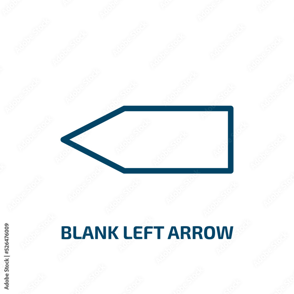 Poster blank left arrow icon from user interface collection. Thin linear blank left arrow, arrow, pointer outline icon isolated on white background. Line vector blank left arrow sign, symbol for web and