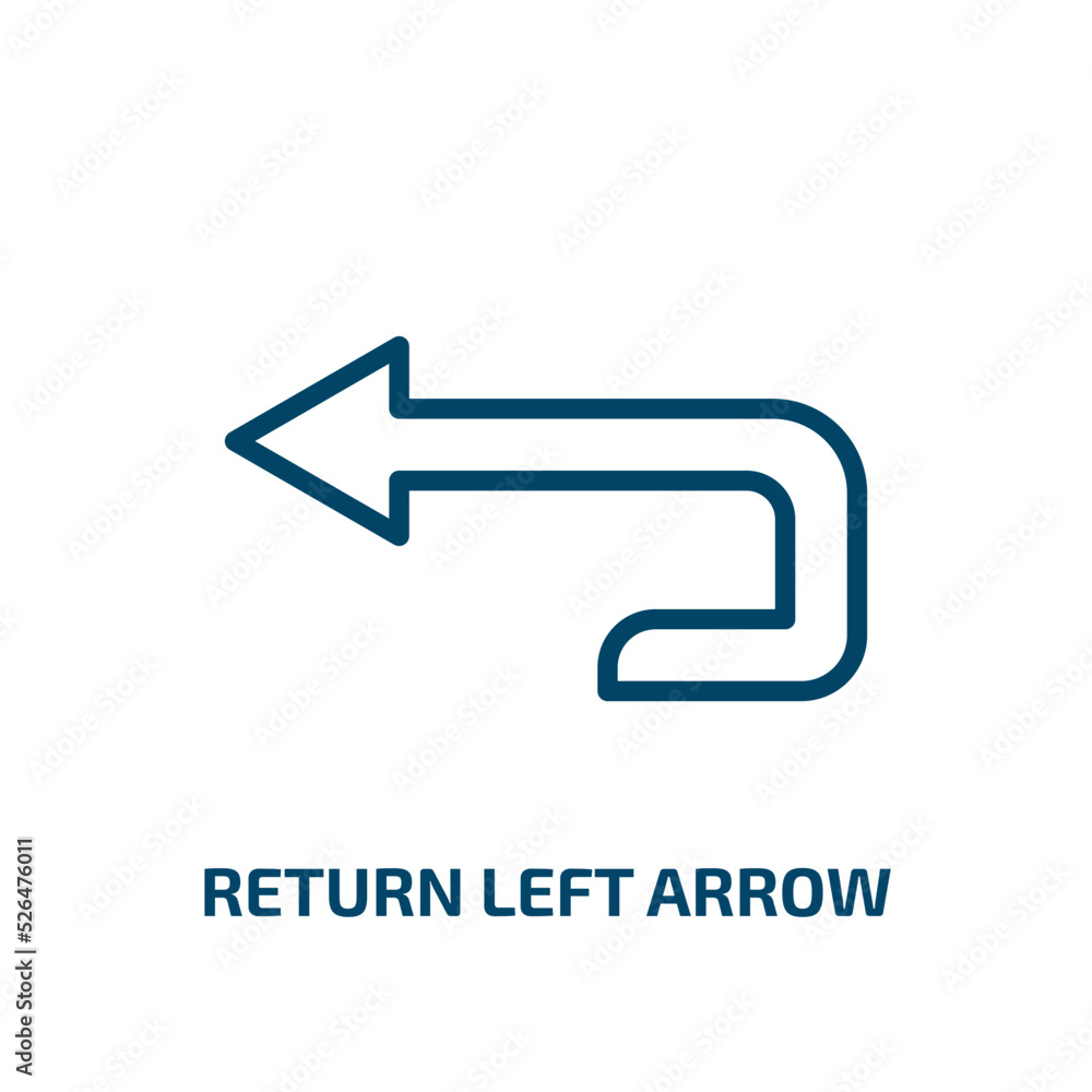 Poster return left arrow icon from user interface collection. Thin linear return left arrow, direction, left outline icon isolated on white background. Line vector return left arrow sign, symbol for web and