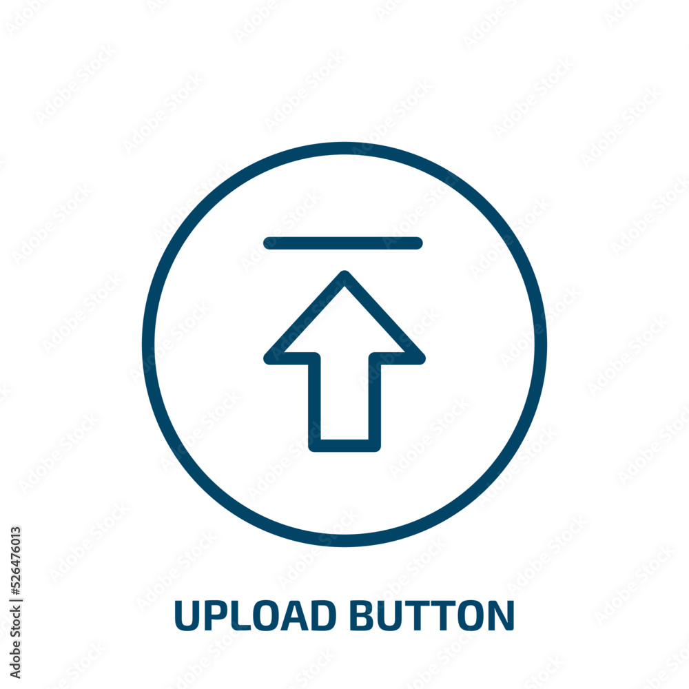 Poster upload button icon from user interface collection. thin linear upload button, upload, button outline