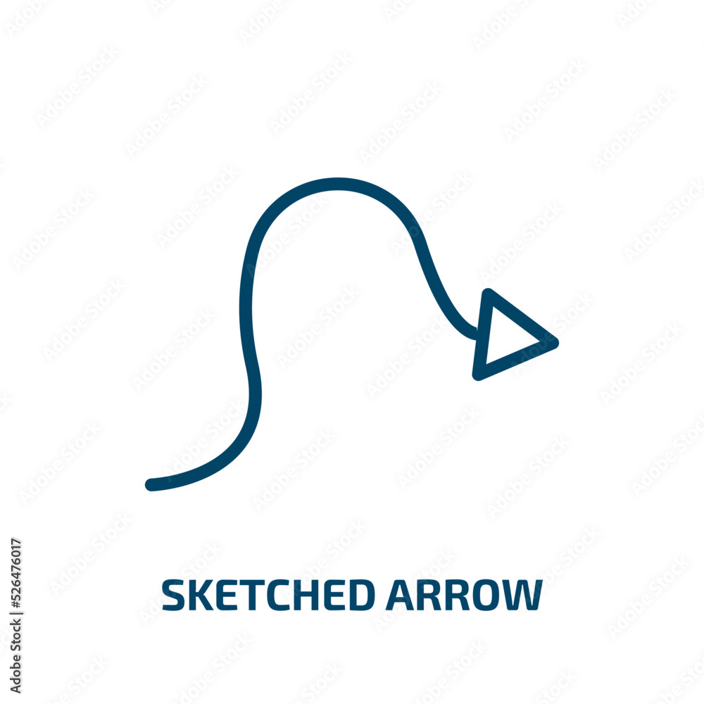 Poster sketched arrow icon from user interface collection. Thin linear sketched arrow, arrow, simple outline icon isolated on white background. Line vector sketched arrow sign, symbol for web and mobile