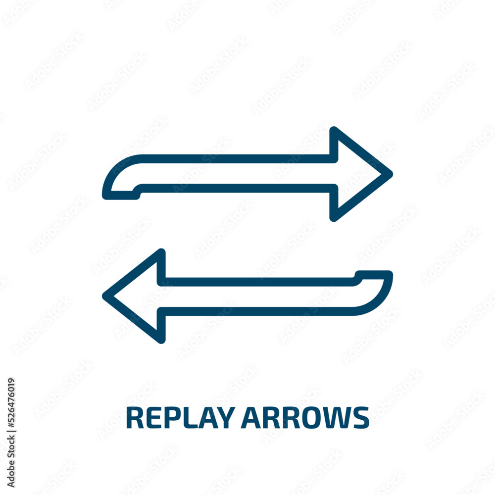 Poster replay arrows icon from user interface collection. Thin linear replay arrows, refresh, arrow outline icon isolated on white background. Line vector replay arrows sign, symbol for web and mobile