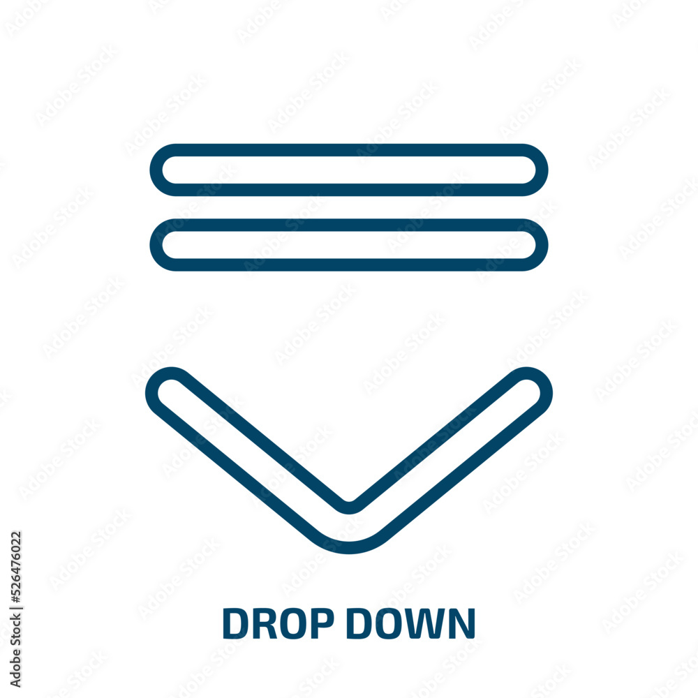 Poster drop down icon from user interface collection. thin linear drop down, drop, down outline icon isolat