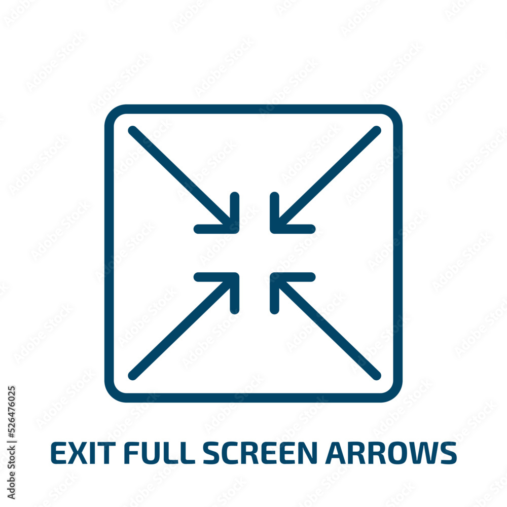 Aufkleber exit full screen arrows icon from user interface collection. thin linear exit full screen arrows, mo