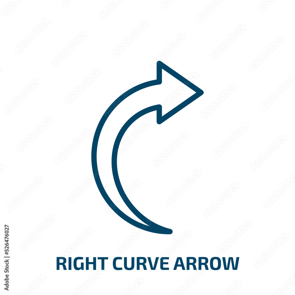 Poster right curve arrow icon from user interface collection. thin linear right curve arrow, arrow, next ou