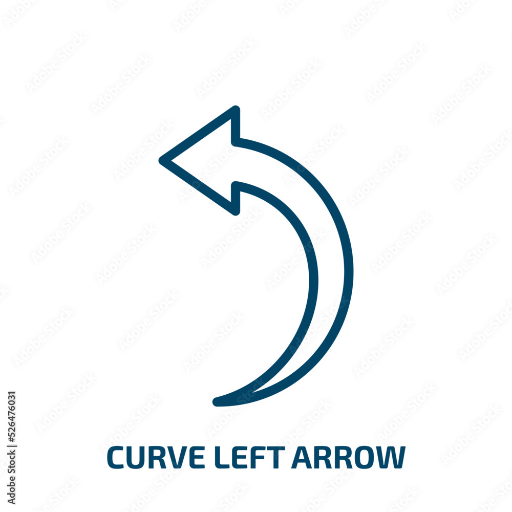 Poster curve left arrow icon from user interface collection. thin linear curve left arrow, cursor, next out