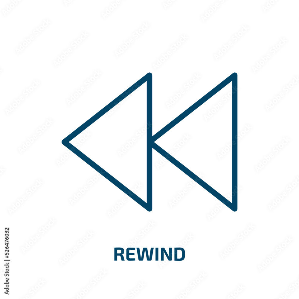 Poster rewind symbol icon from user interface collection. thin linear rewind symbol, loop, circle outline i
