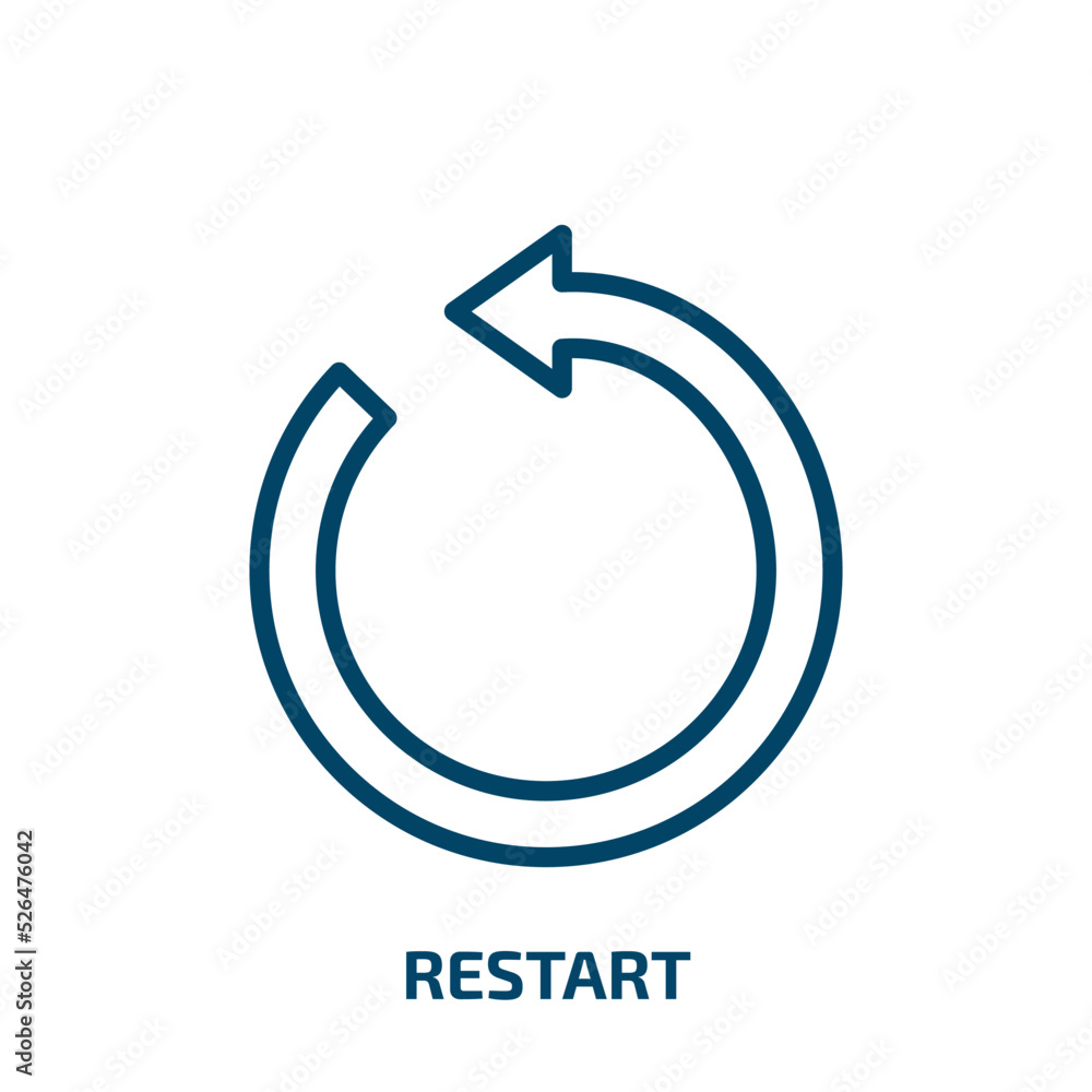 Poster restart icon from user interface collection. thin linear restart, arrow, reload outline icon isolate