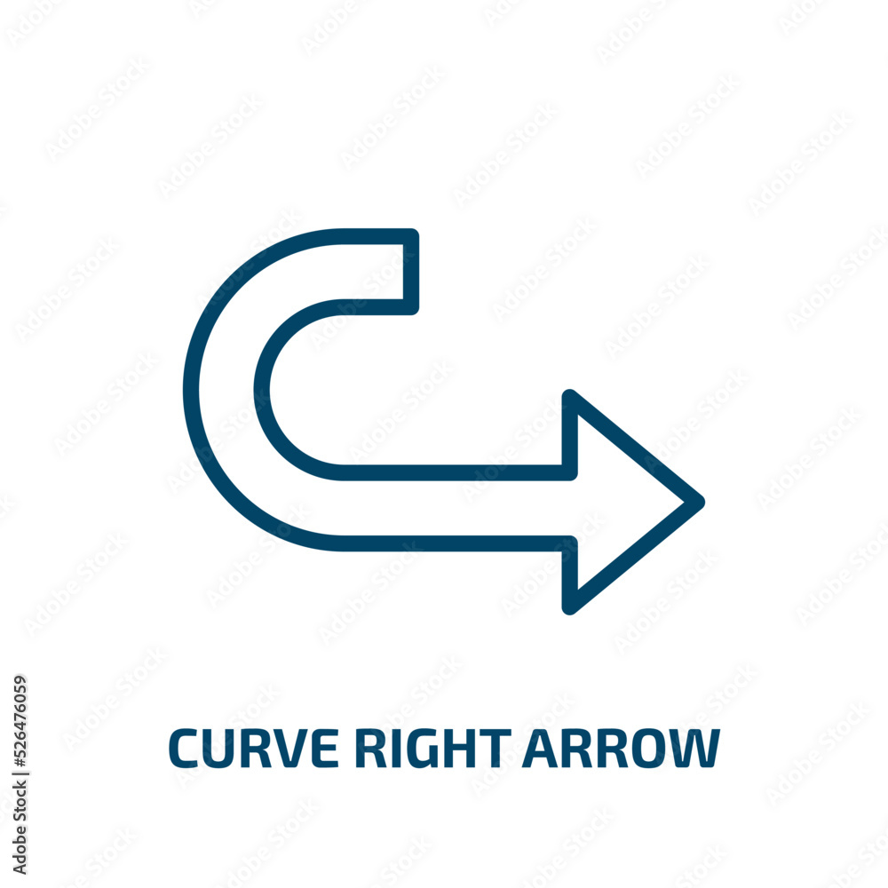 Poster curve right arrow icon from user interface collection. thin linear curve right arrow, arrow, directi