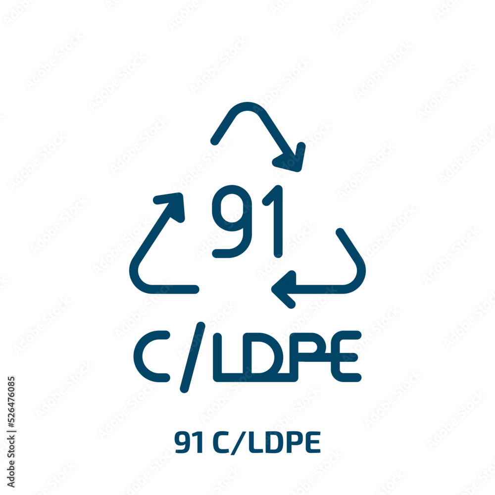 Poster 91 c/ldpe icon from user interface collection. thin linear 91 c/ldpe, 91, reuse outline icon isolate