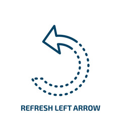 refresh left arrow icon from user interface collection. Thin linear refresh left arrow, arrow, pointer outline icon isolated on white background. Line vector refresh left arrow sign, symbol for web