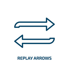 replay arrows icon from user interface collection. Thin linear replay arrows, refresh, arrow outline icon isolated on white background. Line vector replay arrows sign, symbol for web and mobile