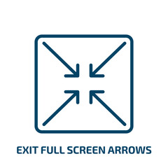 exit full screen arrows icon from user interface collection. Thin linear exit full screen arrows, movie, arrow outline icon isolated on white background. Line vector exit full screen arrows sign,
