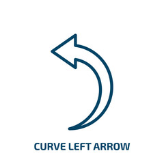 curve left arrow icon from user interface collection. Thin linear curve left arrow, cursor, next outline icon isolated on white background. Line vector curve left arrow sign, symbol for web and mobile