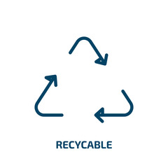 recycable icon from user interface collection. Thin linear recycable, eco, recycle outline icon isolated on white background. Line vector recycable sign, symbol for web and mobile