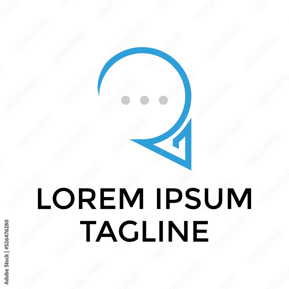 Poster abstract initial r with icon message bubble logo design