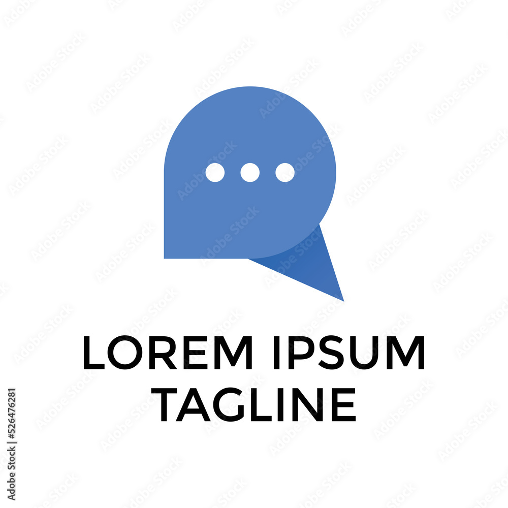 Poster abstract initial r with icon message bubble logo design