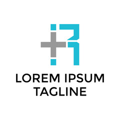 RH pharmacy logo design Letter R and H logo formed  medical cross symbol