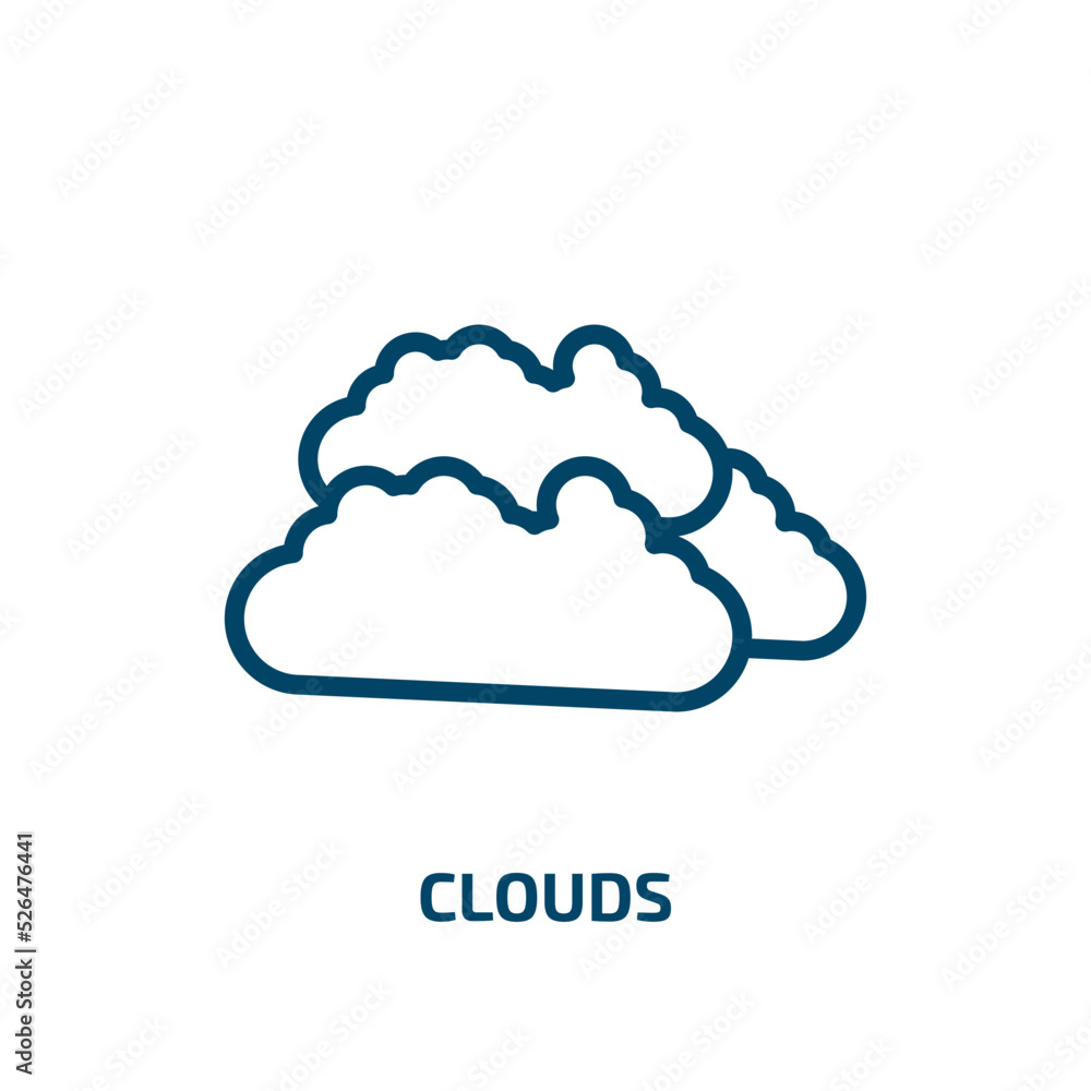 Poster clouds icon from weather collection. thin linear clouds, cloud, computing outline icon isolated on w