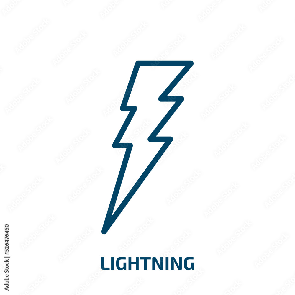 Poster lightning icon from weather collection. thin linear lightning, thunder, bolt outline icon isolated o