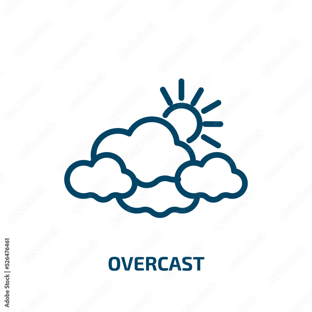 Poster overcast icon from weather collection. thin linear overcast, cloud, sunny outline icon isolated on w