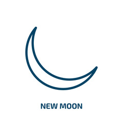 new moon icon from weather collection. Thin linear new moon, moon, space outline icon isolated on white background. Line vector new moon sign, symbol for web and mobile