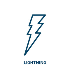 lightning icon from weather collection. Thin linear lightning, thunder, bolt outline icon isolated on white background. Line vector lightning sign, symbol for web and mobile