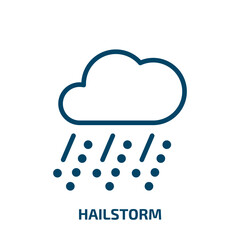 hailstorm icon from weather collection. Thin linear hailstorm, weather, cyclone outline icon isolated on white background. Line vector hailstorm sign, symbol for web and mobile