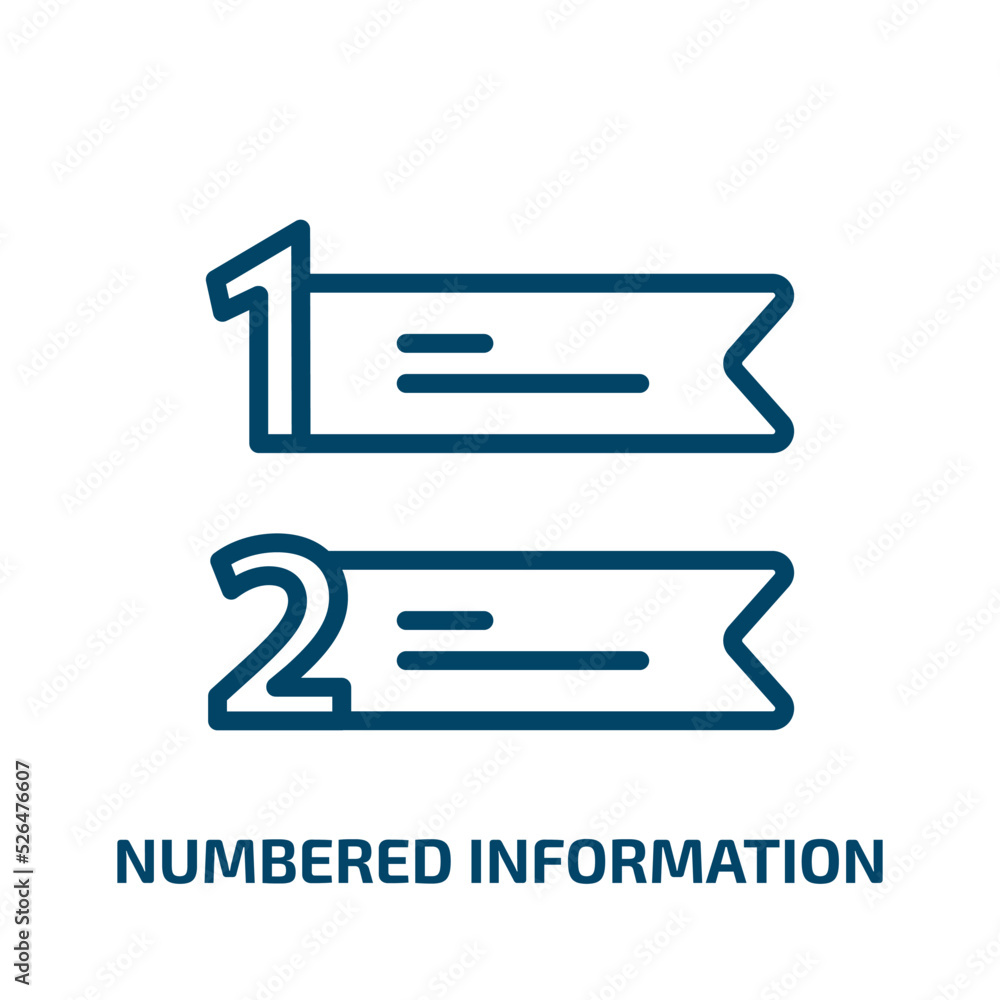 Poster numbered information icon from business collection. thin linear numbered information, number, graph 