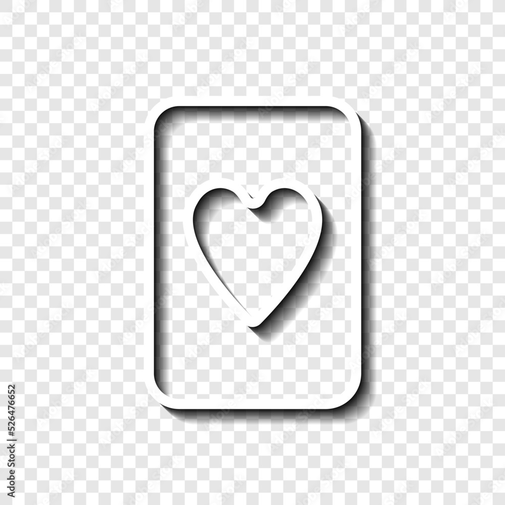 Poster hearts playing card simple icon vector. flat design. white with shadow on transparent grid.ai
