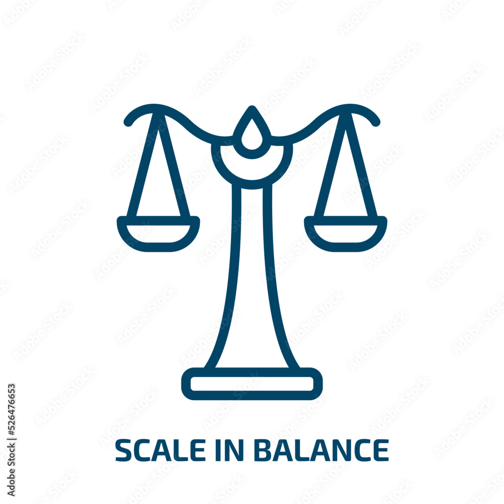 Poster scale in balance icon from business collection. thin linear scale in balance, scale, balance outline